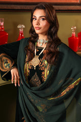 3-PC Embroidered Velvet Shirt with Embroidered Chiffon Dupatta and Trouser VVT4-01