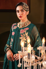 3-PC Embroidered Organza Shirt with Embroidered Chiffon Dupatta and Trouser CMA-4-0022 Green