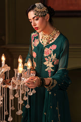 3-PC Embroidered Organza Shirt with Embroidered Chiffon Dupatta and Trouser CMA-4-0022 Green