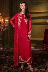 3-PC Embroidered Organza Shirt with Embroidered Chiffon Dupatta and Trouser CMA-4-0022 Pink