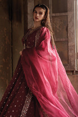 3-PC Embroidered Raw-Silk Shirt with Embroidered Organza Dupatta and Trouser CMA-4-088