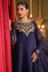 3-PC Embroidered Organza Shirt with Organza Dupatta and Trouser CMA-4-0010-A-01 Blue