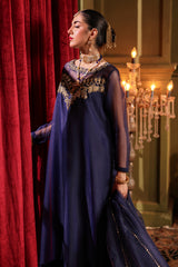 3-PC Embroidered Organza Shirt with Organza Dupatta and Trouser CMA-4-0010-A-01 Blue