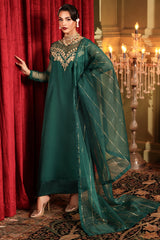 3-PC Embroidered Organza Shirt with Organza Dupatta and Trouser CMA-4-0010-A Green