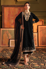 3-PC Embroidered Velvet Shirt with Embroidered Chiffon Dupatta and Trouser VVT4-07