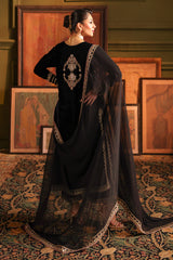 3-PC Embroidered Velvet Shirt with Embroidered Chiffon Dupatta and Trouser VVT4-07