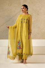 3-PC Embroidered Organza Shirt with Embroidered Organza Dupatta and Trouser CMA-4-0033