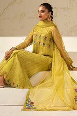 3-PC Embroidered Organza Shirt with Embroidered Organza Dupatta and Trouser CMA-4-0033