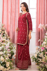 3-PC Embroidered Raw-Silk Suit CMA-5-077