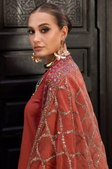 3-PC EMBROIDERED RAW-SILK SUIT CMA-5-140