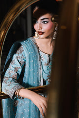 3-PC Embroidered Raw-Silk Suit CMA-5-111 Ferozi