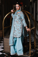 3-PC Embroidered Raw-Silk Suit CMA-5-111 Ferozi