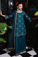 3-PC Embroidered Raw-Silk Suit CMA-5-146