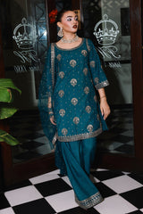3-PC Embroidered Raw-Silk Suit CMA-5-146