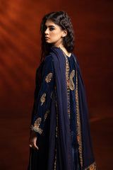 3-PC Embroidered Velvet Shirt with Embroidered Chiffon Dupatta and Trouser VVT-4-203