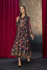 2-Pc Printed Raw Silk Frock With Raw Silk Cigarette Trouser CMA-4-02-A