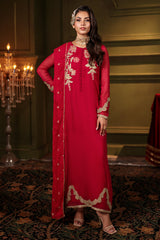 3-PC Embroidered Organza Shirt with Embroidered Chiffon Dupatta and Trouser CMA-4-0022 Pink