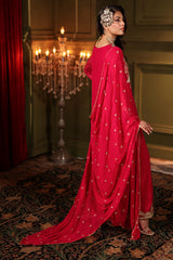 3-PC Embroidered Organza Shirt with Embroidered Chiffon Dupatta and Trouser CMA-4-0022 Pink