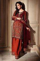 3-PC Stitched Embroidered  Luxury Chiffon  DJW6-08 PSOK