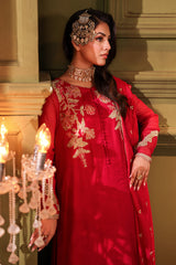 3-PC Embroidered Organza Shirt with Embroidered Chiffon Dupatta and Trouser CMA-4-0022 Pink